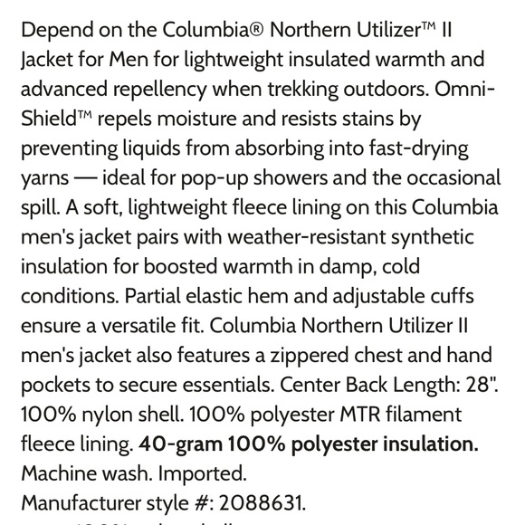 Columbia Northern Utilizer II Men's Brown Jacket - Picture 12 of 13